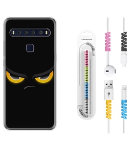 TCL 10L 10 Plus 10SE 20E 20SE 30SE L7 Kılıf Kablo Koruma Spiral Silikon Black Eyes 1644