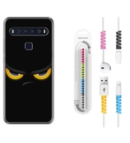 TCL 10L 10 Plus 10SE 20E 20SE 30SE L7 Kılıf Kablo Koruma Spiral Silikon Black Eyes 1644