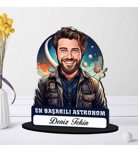 Kişiye Özel Erkek Astronoma Hediye Karikatürlü Biblo