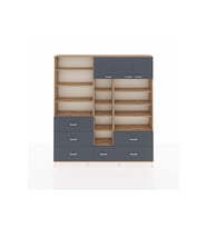 Arges Gardrop 17 Raflı 6 Çekmeceli 3 Kapaklı 220x30x243 Çam-Antrasit
