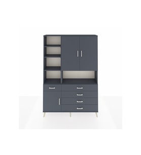 Arges Gardrop 8 Raflı 5 Çekmeceli 3 Kapaklı 132x30x195 Antrasit-Antrasit