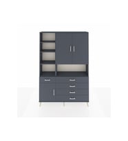 Arges Gardrop 8 Raflı 5 Çekmeceli 3 Kapaklı 132x30x195 Antrasit-Antrasit