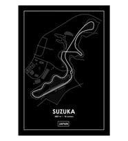Suzuka - Japonya Pist Haritası Beyaz Tablo Ahşap Poster Dekoratif