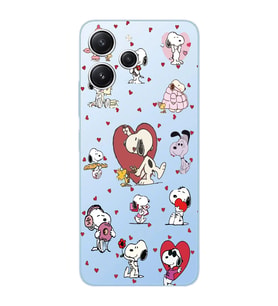 Xiaomi Redmi 12 Uyumlu Uyumlu Snoopy ve Kalp Tasarımlı Şeffaf Telefon Kılıfı