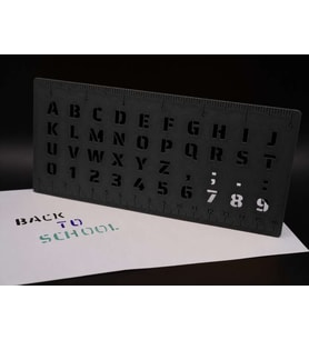 3D Baskı Alfabe, Rakam ve Cetvel Şablonu - Yazı Çizim Kalıbı - Siyah