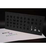 3D Baskı Alfabe, Rakam ve Cetvel Şablonu - Yazı Çizim Kalıbı - Siyah