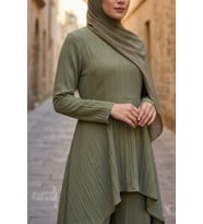 Kadın Tesettür Asimetrik Tunik Pantolon Takım