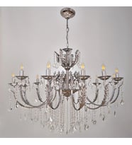Avize Çarşısı Merit 12 Kollu Yapraklı Kristal Taşlı Krom Avize BS.0152-51-12