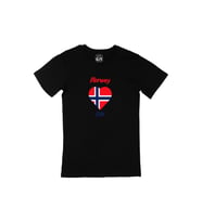Oslo Norveç Bayraklı Kalpli Siyah Tişört