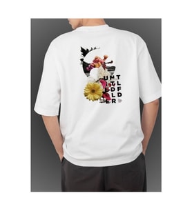 Flower Konsept Beyaz Unisex Oversize T-shirt