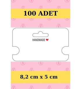 Handmade - 100 Adet Kolye Kartı - Bileklik Kartı - Takı Kartı - Paketleme Kartı (Pembe)