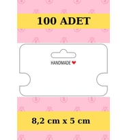 Handmade - 100 Adet Kolye Kartı - Bileklik Kartı - Takı Kartı - Paketleme Kartı (Pembe)
