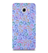 Samsung Galaxy J7 2016 Uyumlu Lansman Kılıf Hello Kitty Tasarımlı İçi Kadife Kapak-Lila (Şeffaf)