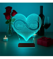 Luvivia Kalp Sonsuzluk Sevgiliye Hediye Kişiye Özel 3D Lamba - Masa Gece Lambası