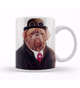 Süslü Pug Köpek Kupa Bardak Porselen