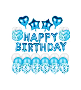Mavi Happy Birthday Folyo Balon Parti Süslemeleri Doğum Günü Parti Süsü