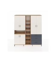 Hyperion Dolap 13 Raflı 3 Çekmeceli 6 Kapaklı 220x44x243 Çam-Aytaşı/Antrasit