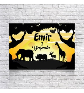 Safari Gün Batımı Temalı Doğum Günü Afişi 35X50 cm