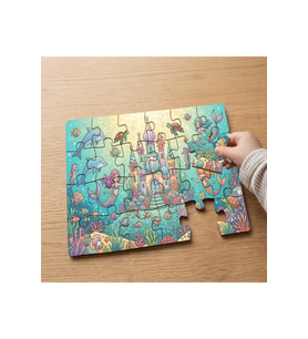 Su Altı Masal Şehri Tasarımlı 24 Parça Ahşap Çocuk Puzzle