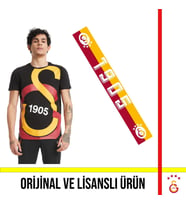 Galatasaray Lisanslı Siyah Büyük Logolu T-Shirt ve 1905 Şal Atkı