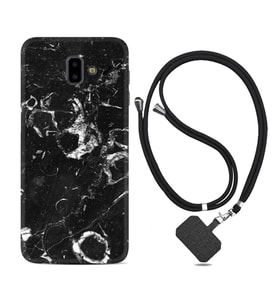 Samsung J6 Plus J7 Prime J7 Pro M20 Kılıf Boyun Askılı Silikon Black Hole Marble 1387