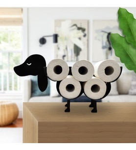 Siyah Köpek Tasarımlı Tuvalet Kadığı Tutacağı