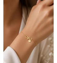 Kişiye Özel 925 Ayar Gümüş Şık Sonsuzluk Tasarım Harf Bileklik (Gold)