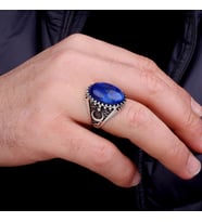 Lapis Taşlı 925 Ayar Erkek Gümüş Yüzük (Mavi)