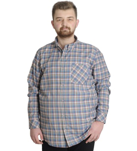 Mode XL Büyük Beden Erkek Gömlek Ekose Uzun Kollu 23300 Mor