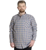 Mode XL Büyük Beden Erkek Gömlek Ekose Uzun Kollu 23300 Mor