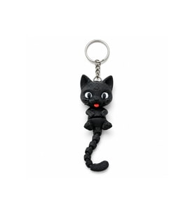 3Dmarketi Siyah Kedi Figür Anahtarlık Charm