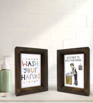 Bk Gift Banyo Dekoratif 2'li Doğal Masif Ahşap Çerçeve 15x20cm-12 (Beyaz)