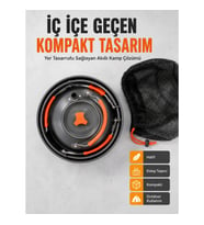 Mey İthalat® Kompakt Kamp Yemek Seti Alüminyum Tencere Tava Çaydanlık Taşıma Fileli Outdoor Set