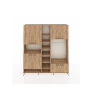 Hyperion Dolap 18 Raflı 8 Kapaklı Tek Askılı 220x44x243 Çam-Çam/Çam