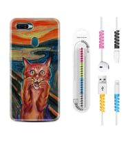 Oppo A5S A15 A16 A54 A55 A73 A74 Kılıf Kablo Koruma Spiral Silikon Tablo Cat 1788