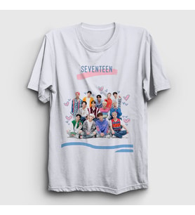 Presmono Unisex Beyaz Band K Pop Seventeen T-Shirt 547893tt