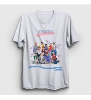 Presmono Unisex Beyaz Band K Pop Seventeen T-Shirt 547893tt