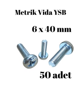 Metrik Vida YSB 6X40  50 Adet Yıldız Silindir Başlı Vida