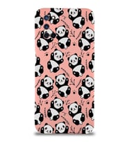 Oppo A52 Uyumlu Lansman Kılıf Panda Tasarımlı İçi Kadife Kapak-Pembe (Şeffaf)