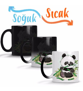 Sevimli Panda Sihirli Kupa Bardak Porselen