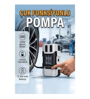 Çok Fonksiyonlu Araç Lastik Şişirme Pompası – Akü Takviye ve Powerbank Özellikli