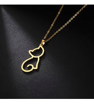 Kişiye Özel 925 Ayar Gümüş Kedi Kolye (Gold)