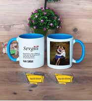 Sevgiliye Hediye Kupa Bardak Mavi Fotoğraflı Sevgililer Günü Hediyesi