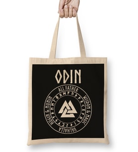 Odin Viking God Valknut With Runes Bez Çanta Uzun Saplı