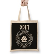 Odin Viking God Valknut With Runes Bez Çanta Uzun Saplı