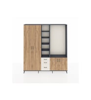 Arges Dolap 13 Raflı 3 Çekmeceli 4 Kapaklı 220x30x243 Antrasit-Çam/Aytaşı