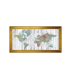 Harita Temalı Kanvas Tablo 50 x 70 cm Gold Çerçeve