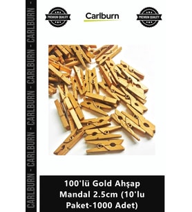 Özel Üretim Dekoratif Şık Tasarım Mini Fotoğraf 100'lü Gold Ahşap Mandal 25cm 10'lu Paket1000 Adet