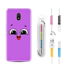 Xiaomi Redmi 8A 8 Pro 9C 9T 10C 11T Pro Kılıf Kablo Koruma Spiral Silikon Purple Sweety 1717