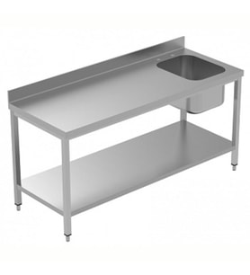 Electrolux Professional Özel Şef Çalışma Tezgahı, Tek Evyeli (sağda), 100 Mm Sırtlı, Taban Raflı - 1800 Mm, Plus LSGTL1810D